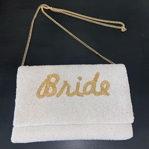 White and gold beaded Bride Purse
